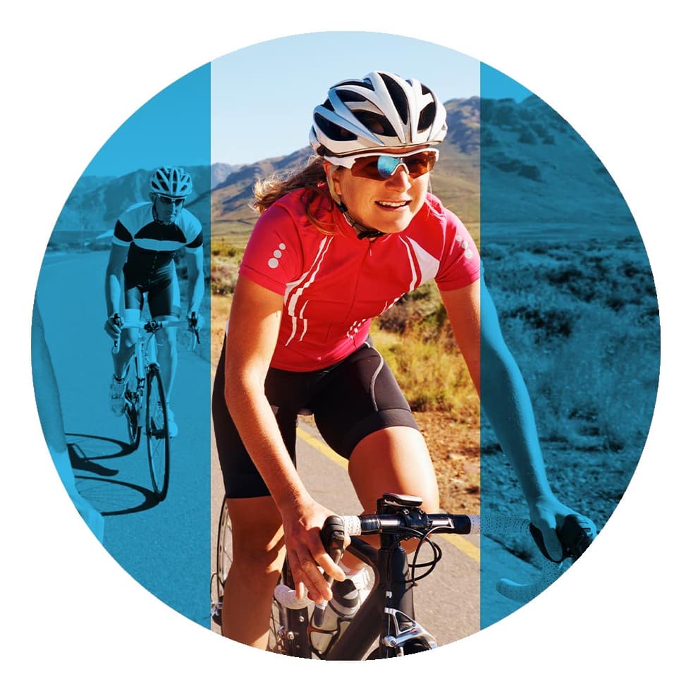 Bike centric image with people present