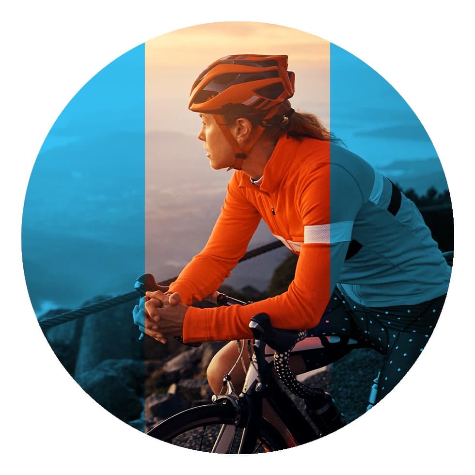 Bike centric image with people present