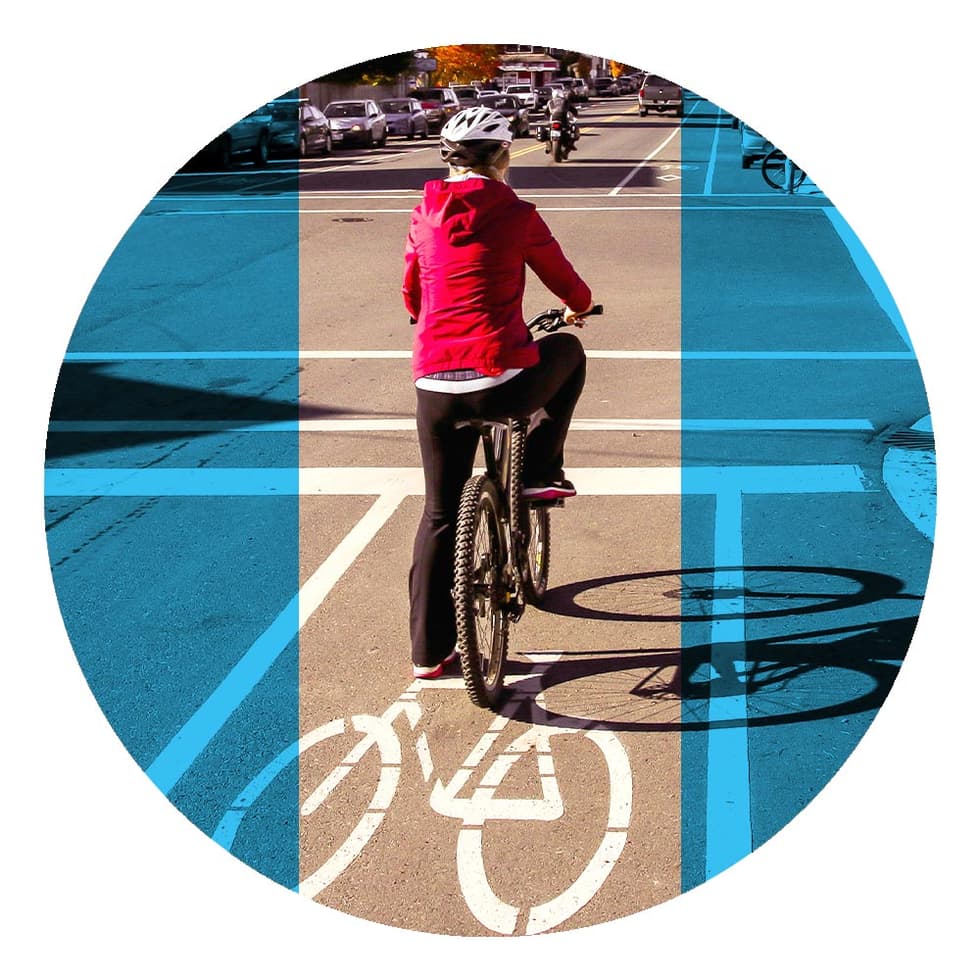 Bike centric image with people present